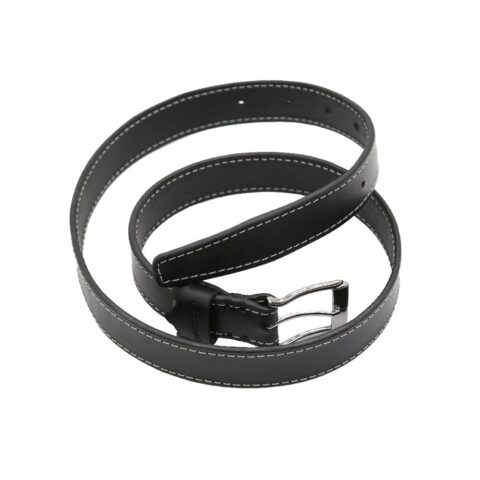 ტყავის ქამარი - ქალის (შავი, ნაკერით)