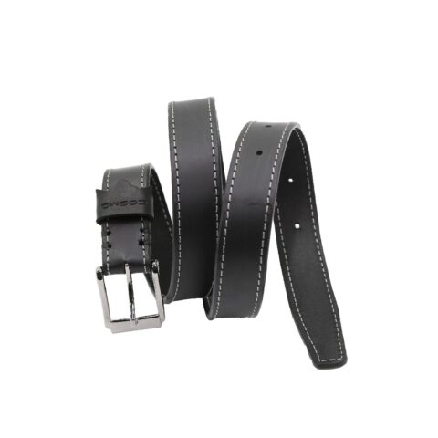 ტყავის ქამარი - ქალის (შავი, ნაკერით)