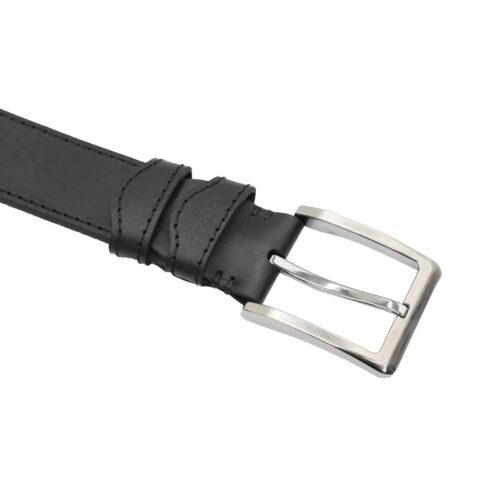 ტყავის ქამარი - მამაკაცის (შავი, ნაკერით)