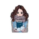 გოგონა ზამთარში – ხის ბროში პრინტით