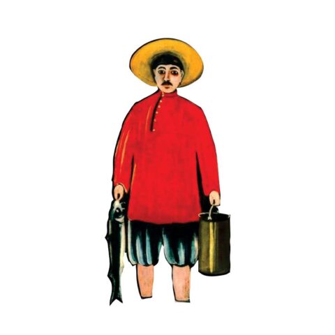 მებადური – ხის ბროში პრინტით