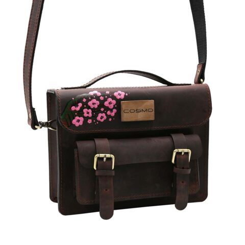 ჩანთა – ლალა ბორდოსფერი ალუბლის ყვავილებით